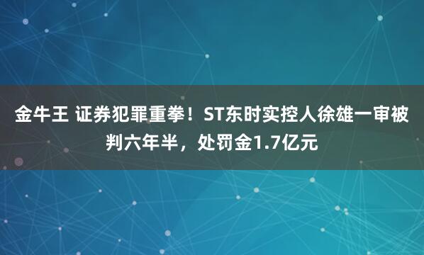 金牛王 证券犯罪重拳！ST东时实控人徐雄一审被判六年半，处罚金1.7亿元